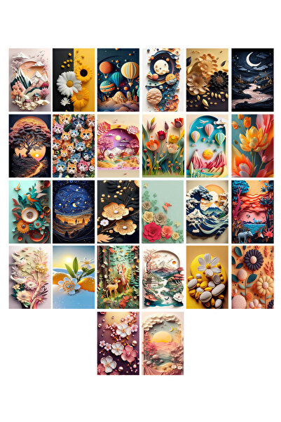 TELLGRAF مجموعة بطاقات بريدية بموضوع الزهور والخط العربي (10x15 سم 26 قطعة)