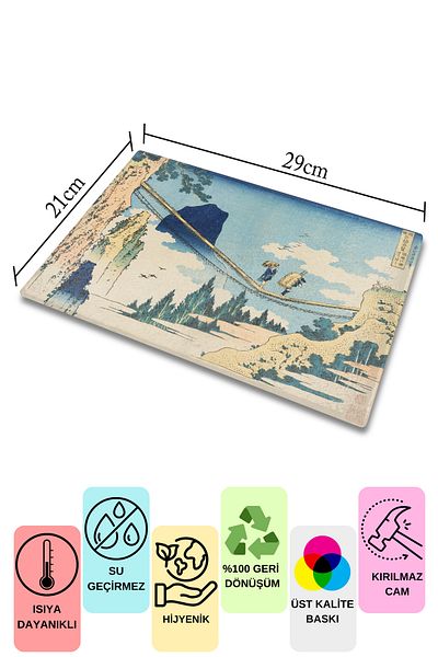 Postifull Cutting Board, Printed on Thick and Unbreakable Glass - Hokusai Artwork Printed - 21*30cm, Chopping Board