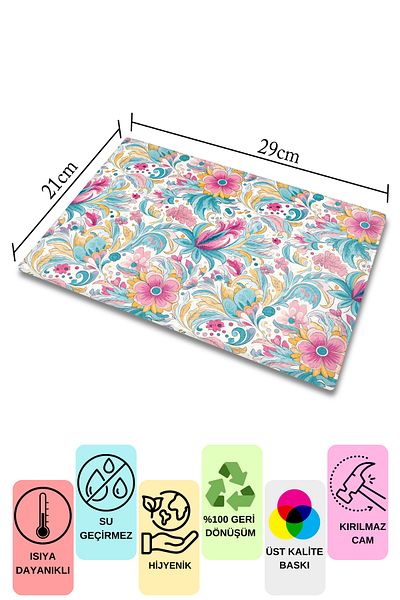 Postifull Cutting Board, Thick and Unbreakable Glass, Colorful Botanical Flower Printed - 21*30cm, Chopping Board
