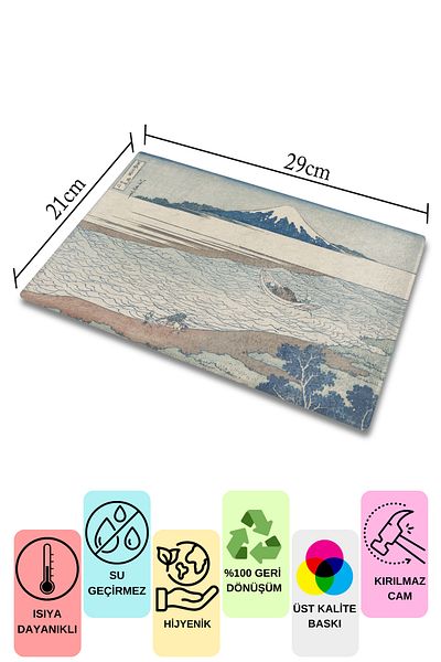 Postifull Cutting Board, Printed on Thick and Unbreakable Glass - Hokusai Artwork Printed - 21*30cm, Chopping Board