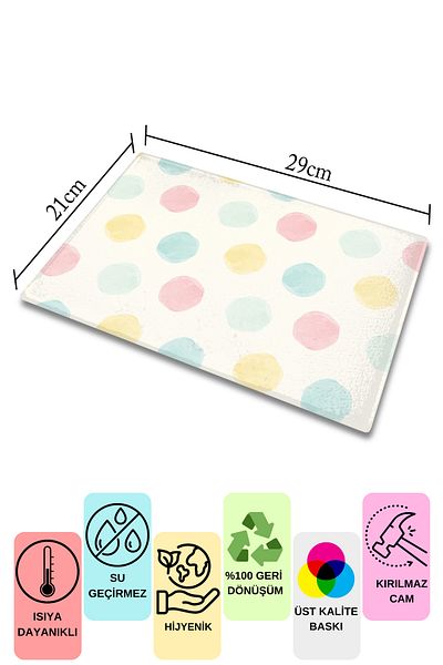 Postifull Cutting Board, Printed on Thick and Unbreakable Glass, Pastel Soft Pun Printed - 21*30cm, Chopping Board