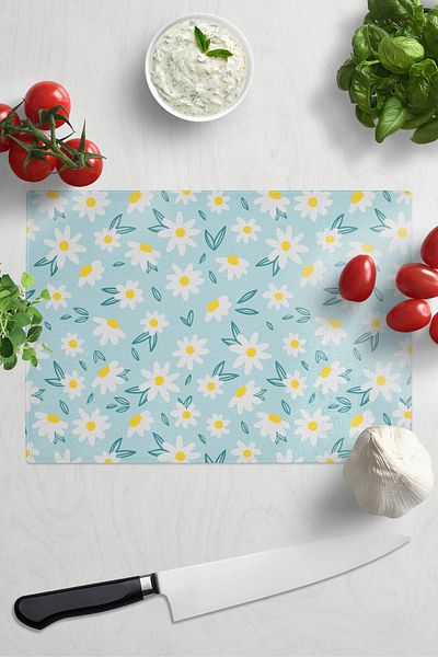 Postifull Cutting Board, Thick and Unbreakable Glass, Colorful Botanical Flower Printed - 21*30cm, Chopping Board