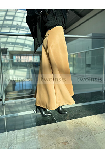 two in sis Scuba Long Flared Φούστα Puff Scuba Flared Φούστα Μακριά Scuba Φούστα για Hijab Scuba