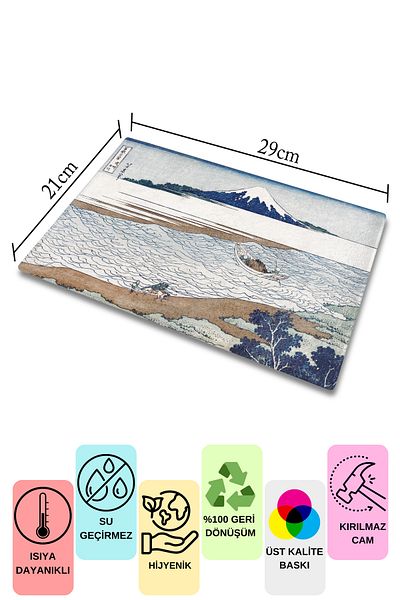 Postifull Cutting Board, Printed on Thick and Unbreakable Glass - Hokusai Artwork Printed - 21*30cm, Chopping Board