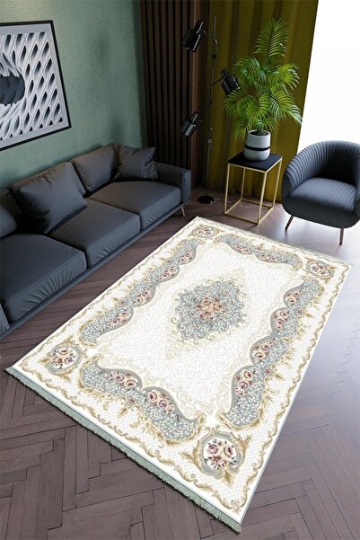 10 Post Online Living Room Carpet Modern Navy Blue Ecru Runner Non-Slip Round Oval Cutting Thin Washable Carpet