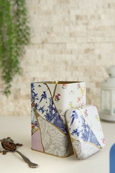 EVLE Er022-4ı Kint Sugi Mesh Patterned Square Metal Storage Container 11x11 Cm
