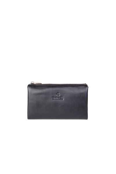 Eminsa Men's Black Plain Genuine Leather Handbag