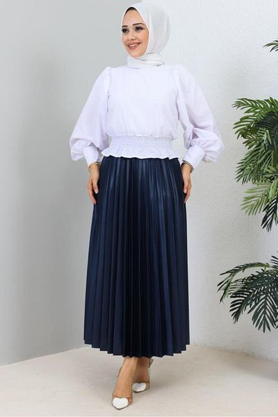benguen 4538 Hijab πλισέ φούστα Navy Blue