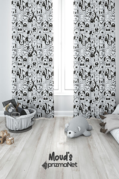 Moud's ستارة خلفية لغرفة الاطفال والرضع بطبعات بلاك كلاب مع جناحين - PRD-27