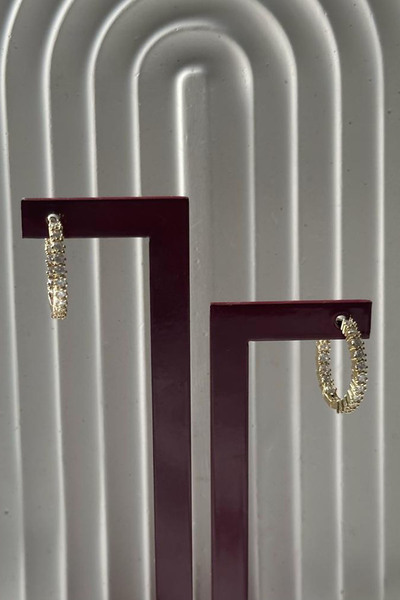 Serline Desing أقراط دائرية من الفولاذ مرصعة بأحجار الزركون (الجزء الداخلي مر...