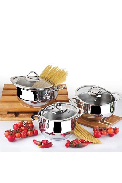 OMS 6 Piece Yummy Casserole Steel Pot Set Plain 1032