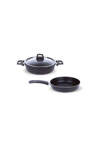 FMS Practical 2-Piece Granite Pot Set 26 Cm Short Pot + 26 Cm Pan