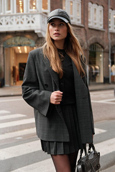 Manuka OVERSİZE KRUVAZE BLAZER CEKET GRİ