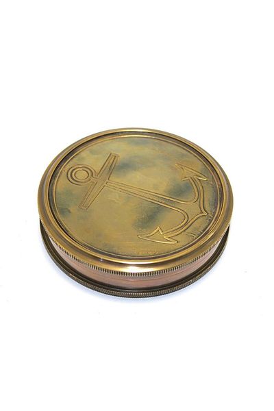 hediyepatronu Brass Compass with Anchor Embroidery