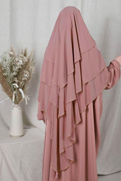 İSTANBULSTYLEMODA Şifon Şal Hazır Peçeli Pratik Tesettür Hijab 3 Katman - Ört...