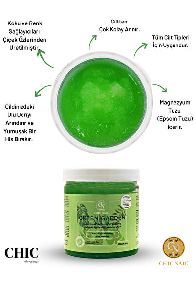 Chic Nail Manikür & Pedikür &vücut Peelingi Green Garden 250 gram / Magnezyum...