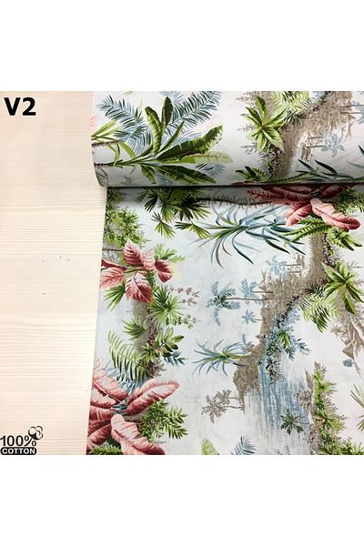 Renk Tekstil Tropical Palm Wella 100% βαμβακερό ύφασμα ποπλίνα