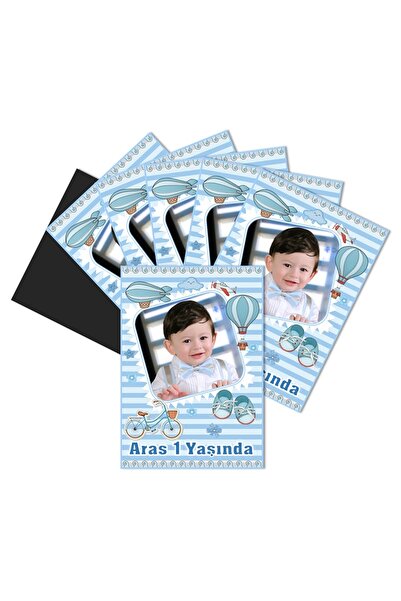 Elara Tasarım 1 Yaş Kişiye Özel Doğum Günü Magnet Hediye 5x7 16 Adet Poşetli