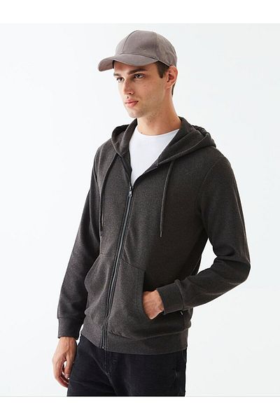 Ltb Ζακέτα με κουκούλα με φερμουάρ Basic Anthracite
