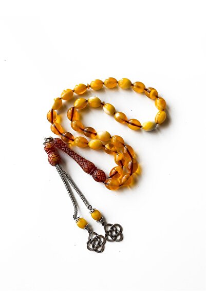 Ziu طول 20 سم - قطع الشعير منحوتة من مسحوق العنبر Habbe، تفاصيل شرابة عقدة الحب