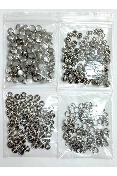 trimist 9,5 mm Sedef Kapak Tırnaklı Klikıt Çıtçıt 4'lü Set - Paslanmaz Çelik - 100 Takım
