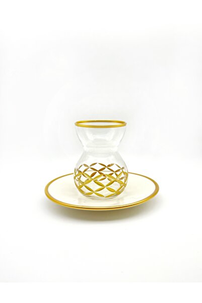 ÖzcamKristal 6 Kişilik 12 Parça Çiçek Dekorlu Porselen Tabaklı Çay Takımı – Ş...