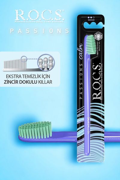 R.O.C.S. Passions Toothbrush Calm-dark blue Handle-green Bristle