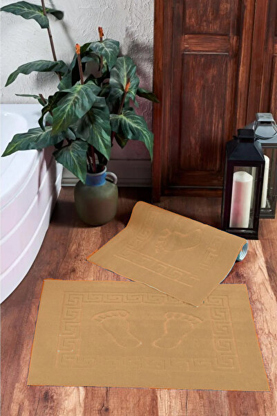 | 50 X 70 Cm | Tekli Ayak Izli | Kaymaz Tabanlı |tekli Banyo Halısı | Sütlü Kahve