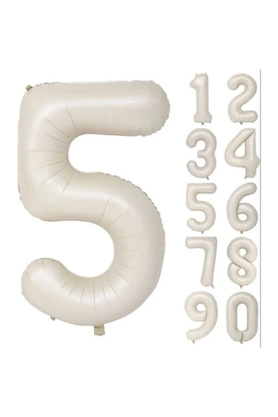 aşkın concept Folyo Balon 5 Helyum Balon 76 Cm Krem Renk Bej Renk