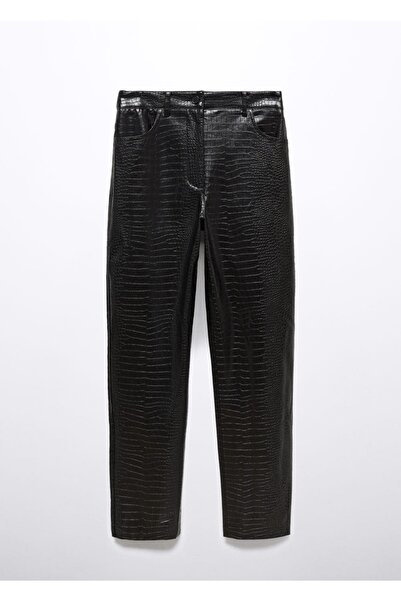 MANGO Woman Timsah Derisi Görünümlü Düz Kesim Pantolon