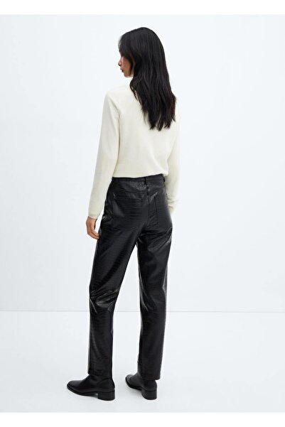 MANGO Woman Timsah Derisi Görünümlü Düz Kesim Pantolon