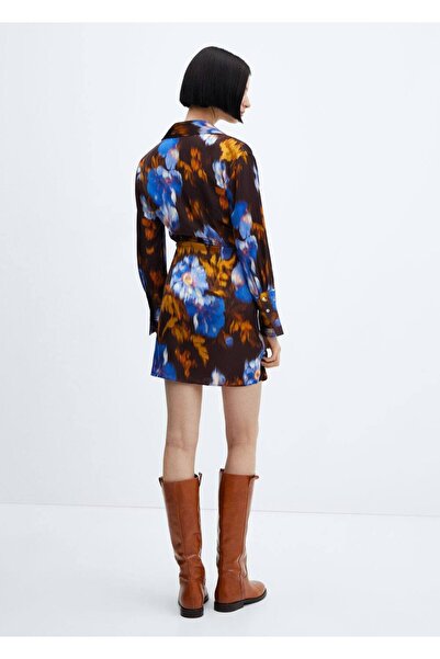 MANGO Woman Desenli saten elbise
