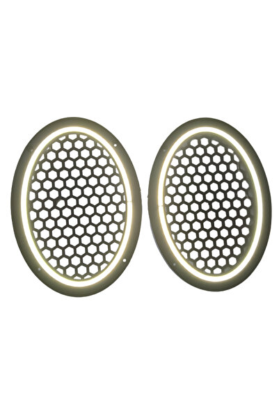 damla elektronik Damla Oval Neon Led Işıklı Midrange Hoparlör Kapağı Beyaz