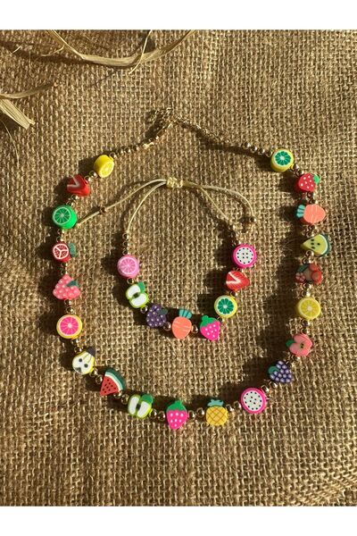 Karlay Meyveli Çocuk Kolye Bileklik Takımı