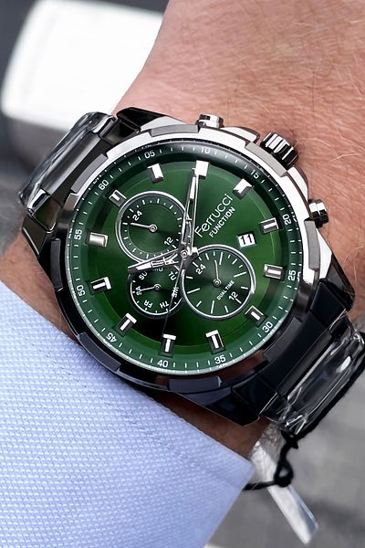 Ferrucci Function Men's Wristwatch 3 ATM Waterproof Smoked Color Steel Strap + Bracelet FRE2032C4