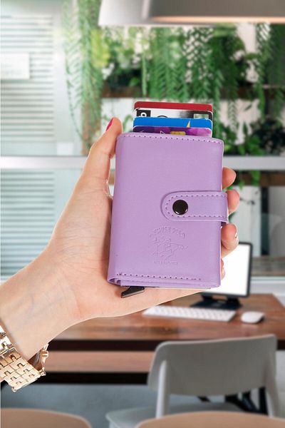 Newish Adelina Soft Textured Automatic Mechanism Card Holder Wallet with Clasp