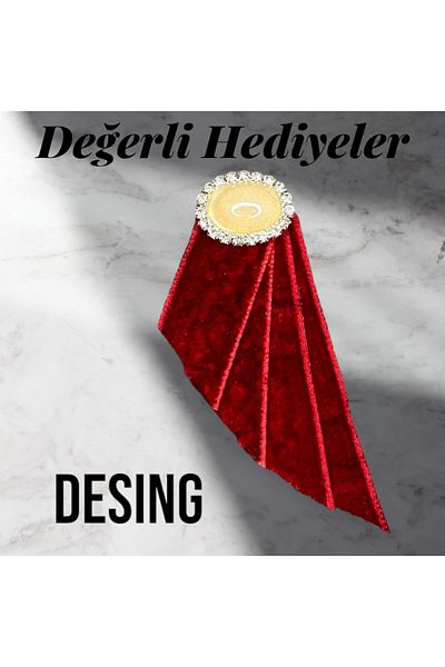 AGH Değerli Hediyeler New Year's Collar Ribbon New Year's Brooch Velvet Brooch Collar Jacket Bag Accessory