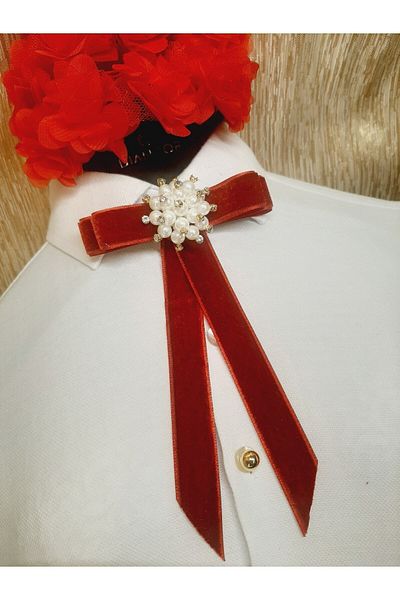 AGH Değerli Hediyeler New Year's Collar Ribbon New Year's Brooch Velvet Brooch Collar Jacket Bag Accessory