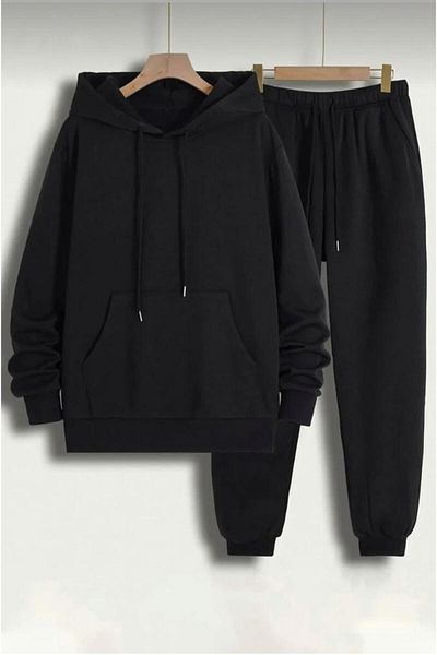 Sky Light Unisex Back Butterfly Printed Cotton Tracksuit Set - Hooded Sweatshirt High Waist Jogger