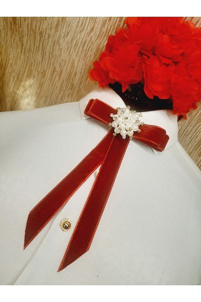 AGH Değerli Hediyeler New Year's Collar Ribbon New Year's Brooch Velvet Brooch Collar Jacket Bag Accessory