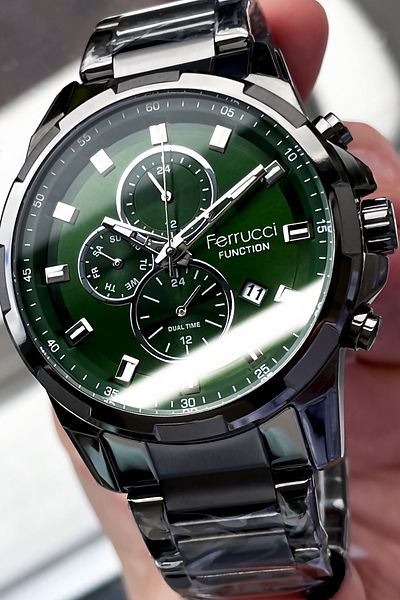 Ferrucci Function Men's Wristwatch 3 ATM Waterproof Smoked Color Steel Strap + Bracelet FRE2032C4