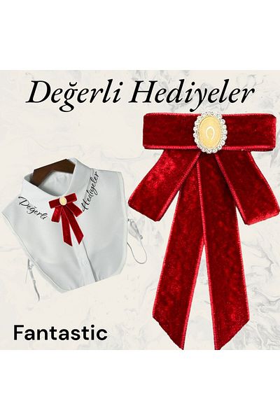 AGH Değerli Hediyeler New Year's Collar Ribbon New Year's Brooch Velvet Brooch Collar Jacket Bag Accessory