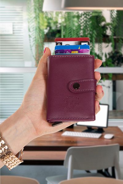 Newish Adelina Soft Textured Automatic Mechanism Card Holder Wallet with Clasp