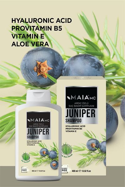 Maia mc 400 Ml Juniper Extract Shampoo - Hyaluronic Acid, Provitamin B5, Vitamin E and Aloe Vera Extract