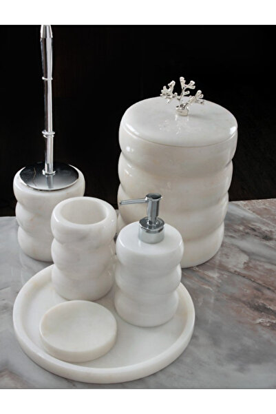 MIARIK DESIGN & DEKORASYON Dekoratif Mermer Tırtıklı 6 Li Banyo Seti Takımı