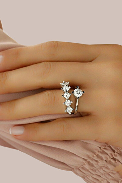 Crystal Diamond Zirconia 1 karat beştaş ve tektaş kombin