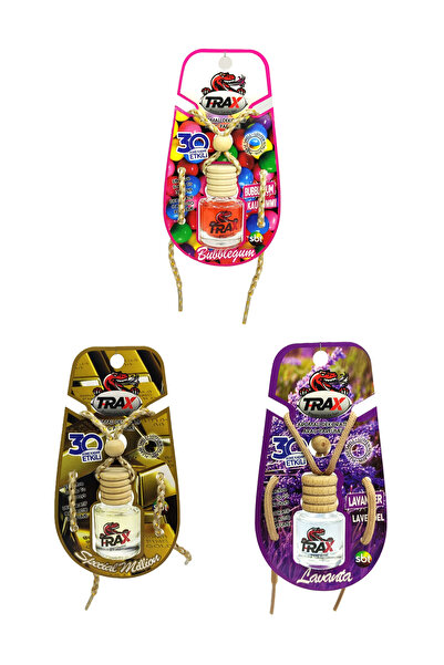TRAX Bubblegum,Special Million,Lavanta - 3'lü Aynaya asmalı oto koku seti