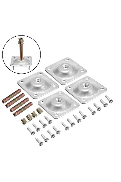 Depolife Ahşap Mobilya Ayak montajı için tablalı montaj seti 4lü set braket ç...