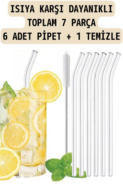 Comprox Cambu 6-Piece Glass Pipette Thermosilicate (Heat Resistant) and 1 Pipette Cleaning Brush 1stQuality