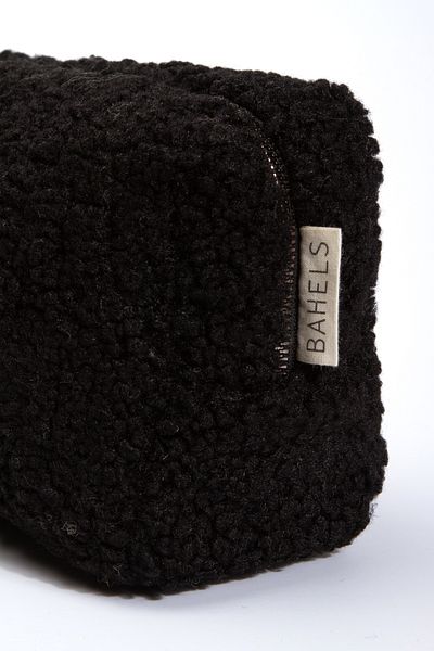 BAHELS Teddy Plush Black Large Size Makeup Bag Travel Bag